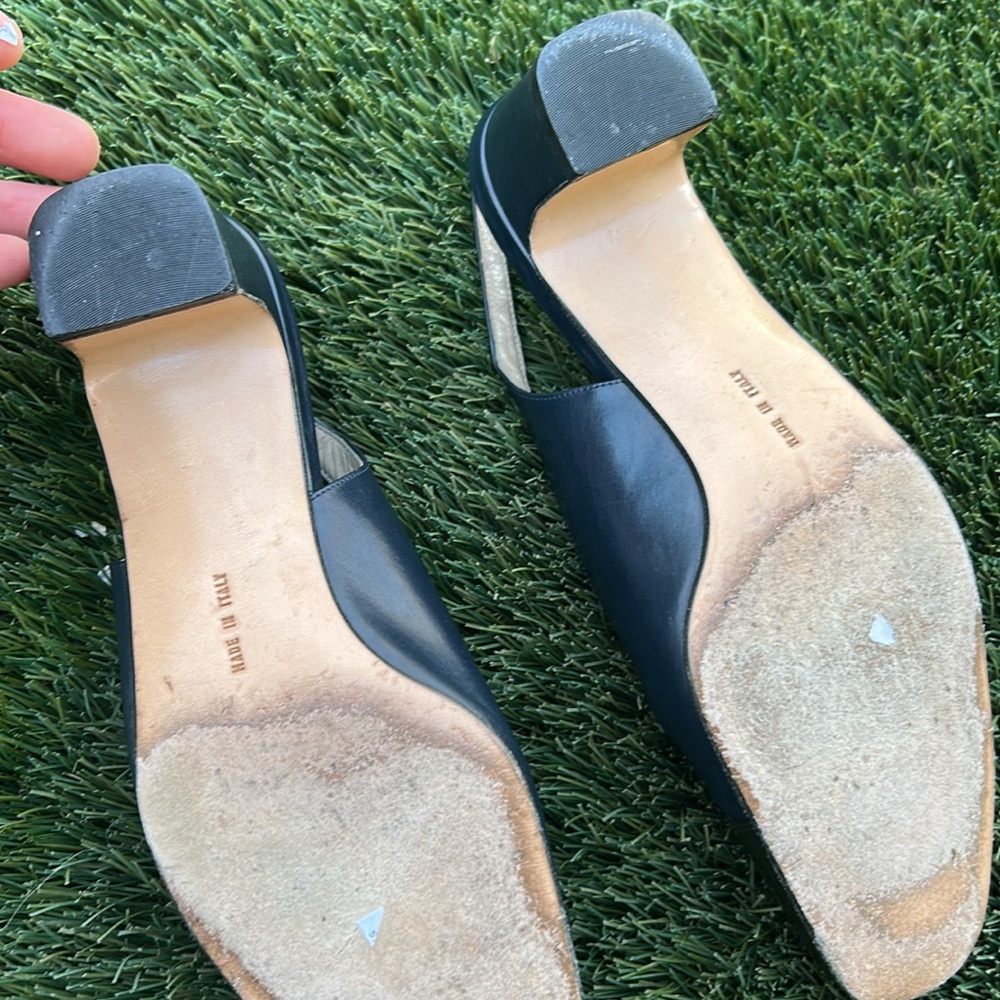 Salvatore Ferragamo leather mule shoes size 6.5 B Slingback Pumps Black Square - Picture 11 of 11